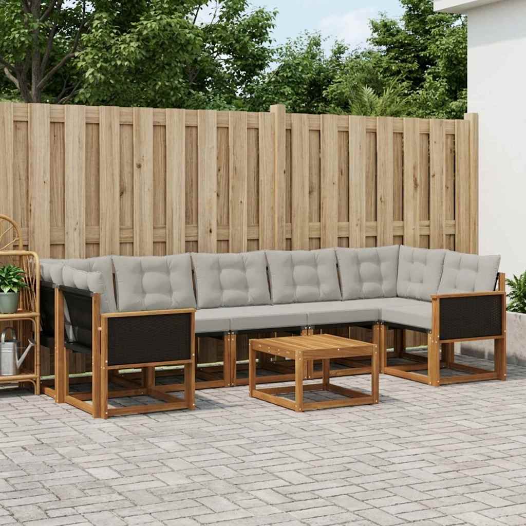 Ensemble de canapés d'extérieur 8 pcs Naturel et gris clair - XIOS