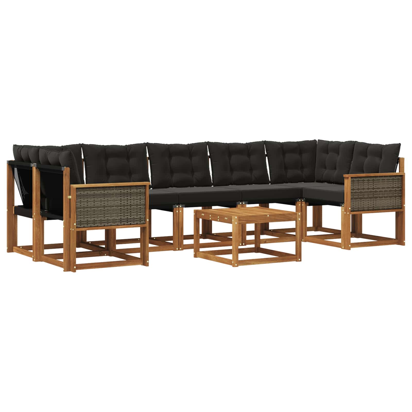Ensemble de canapés d'extérieur 8 pcs Naturel et noir - XIOS