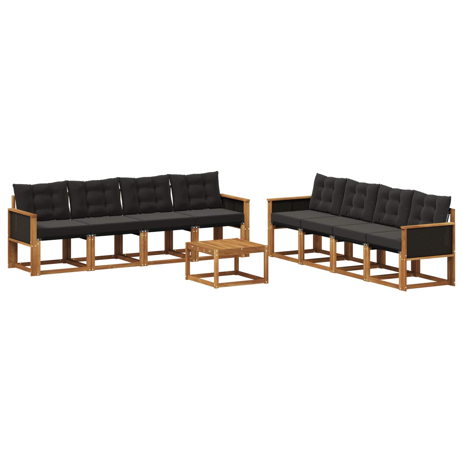 Ensemble de canapés d'extérieur 9 pcs Naturel et noir - XIOS