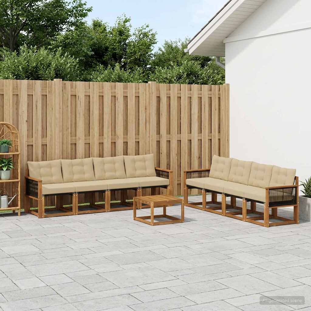 Ensemble de canapés d'extérieur 9 pcs Naturel et Beige - XIOS