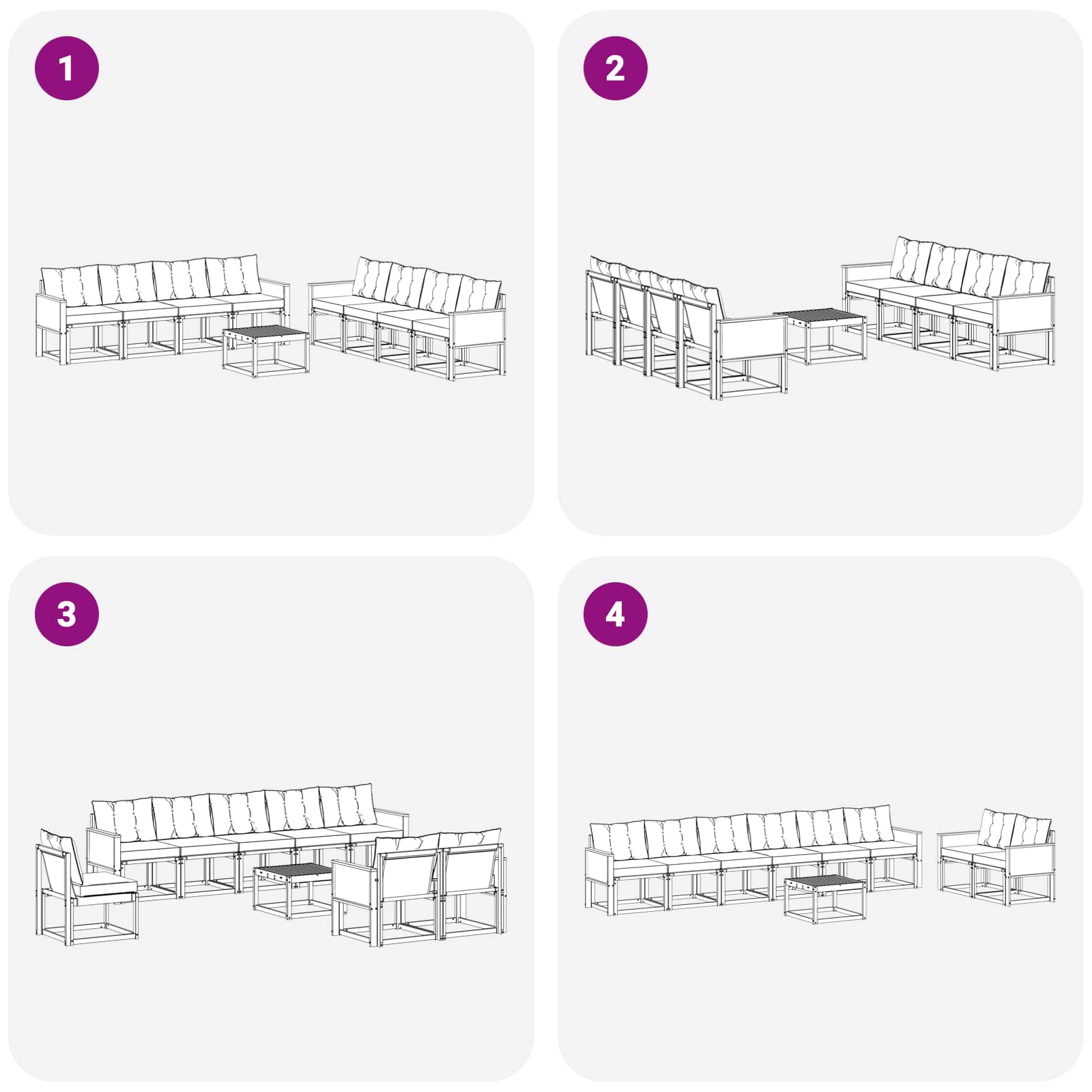 Ensemble de canapés d'extérieur 9 pcs Naturel et Crème - XIOS