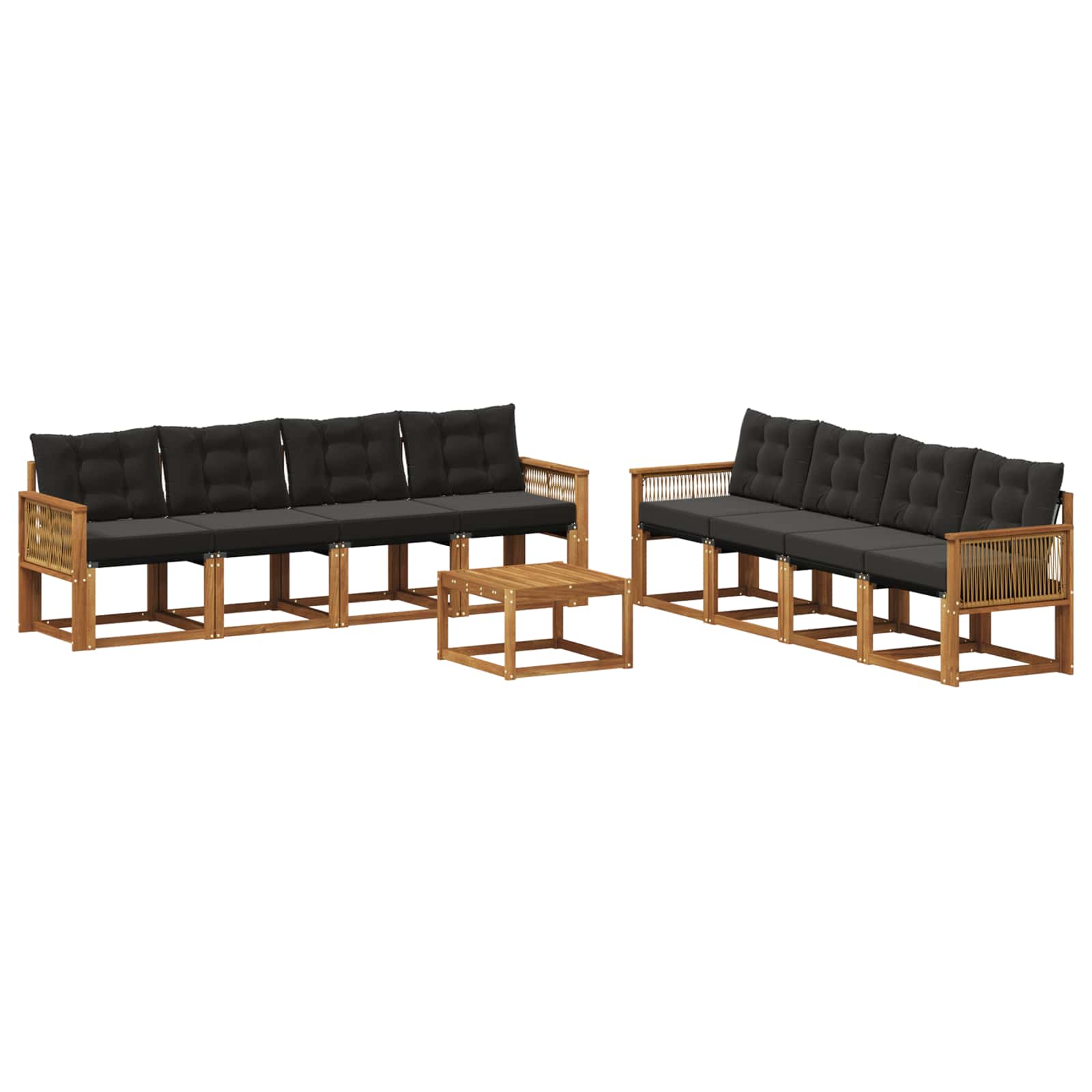 Ensemble de canapés d'extérieur 9 pcs Naturel et noir - XIOS