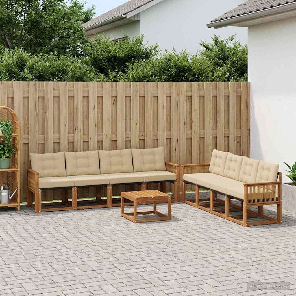 Ensemble de canapés d'extérieur 9 pcs Naturel et Beige - XIOS