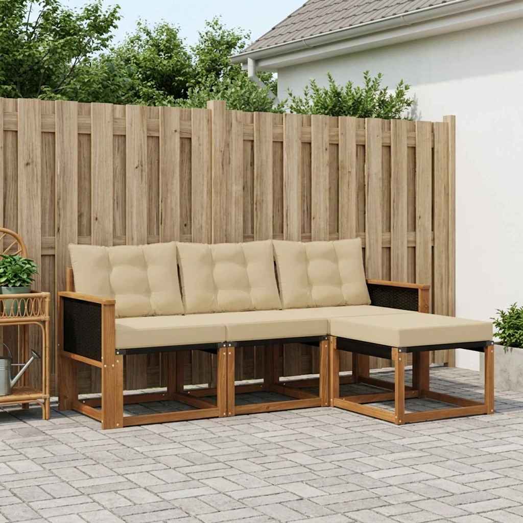 Ensemble de canapés d'extérieur 4 pcs Naturel et Beige - XIOS