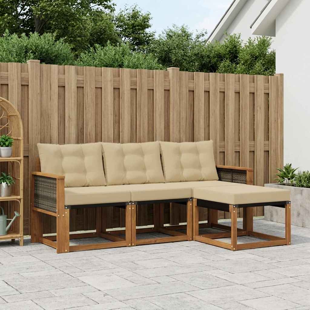 Ensemble de canapés d'extérieur 4 pcs Naturel et Beige - XIOS