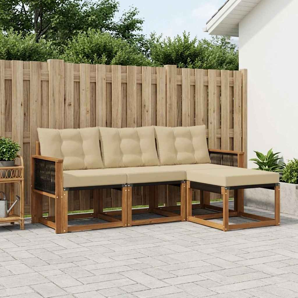 Ensemble de canapés d'extérieur 4 pcs Naturel et Beige - XIOS