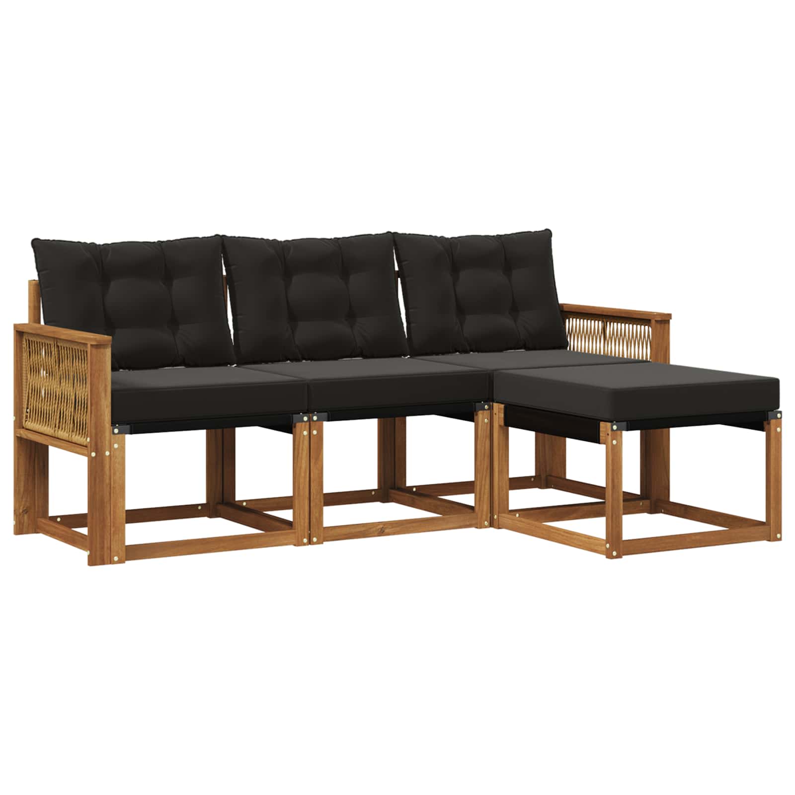 Ensemble de canapés d'extérieur 4 pcs Naturel et noir - XIOS