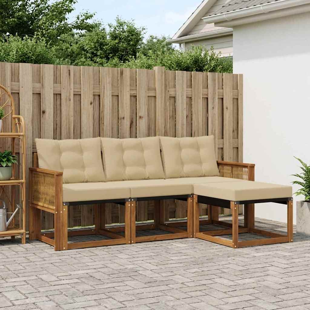 Ensemble de canapés d'extérieur 4 pcs Naturel et Beige - XIOS