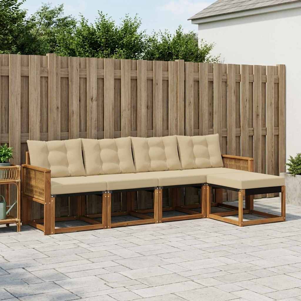 Ensemble de canapés d'extérieur 5 pcs Naturel et Beige - XIOS