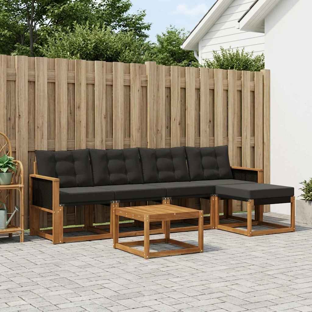 Ensemble de canapés d'extérieur 6 pcs Naturel et noir - XIOS
