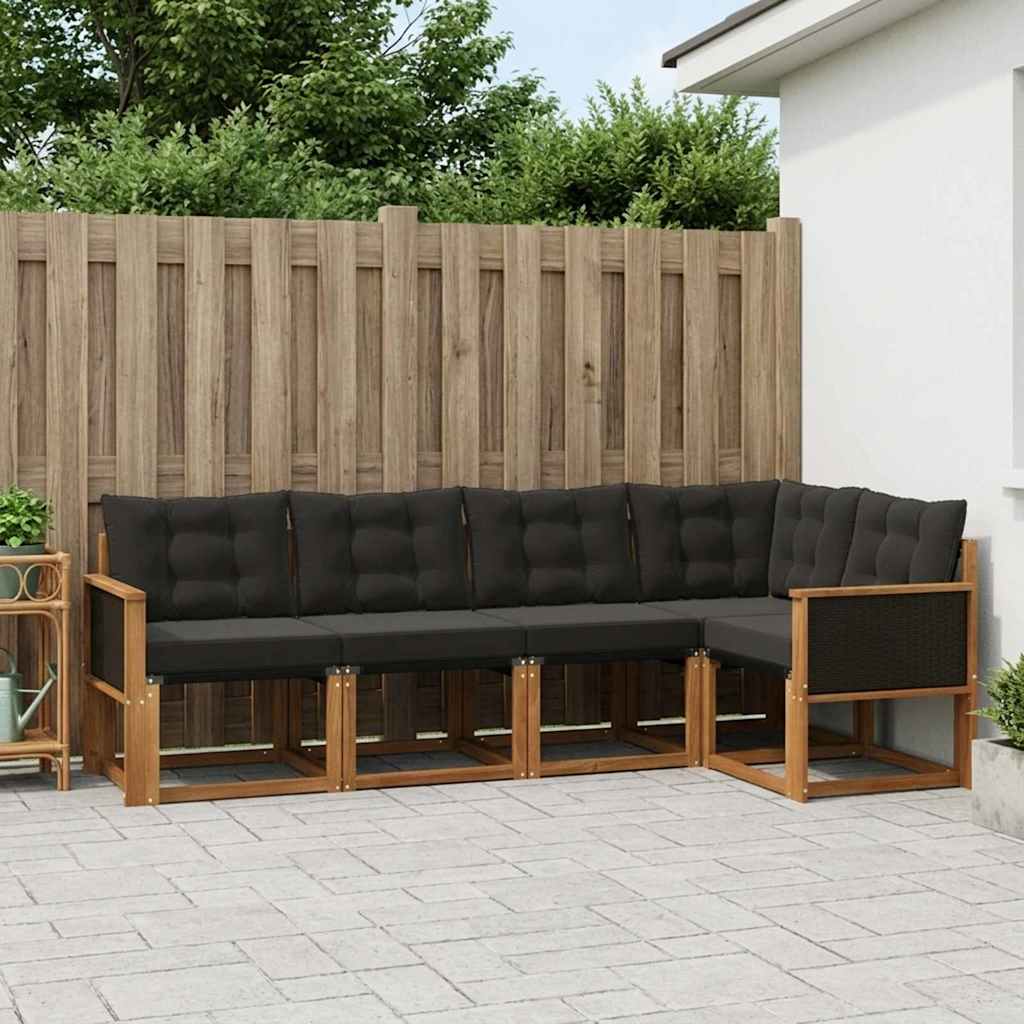 Ensemble de canapés d'extérieur 5 pcs Naturel et noir - XIOS