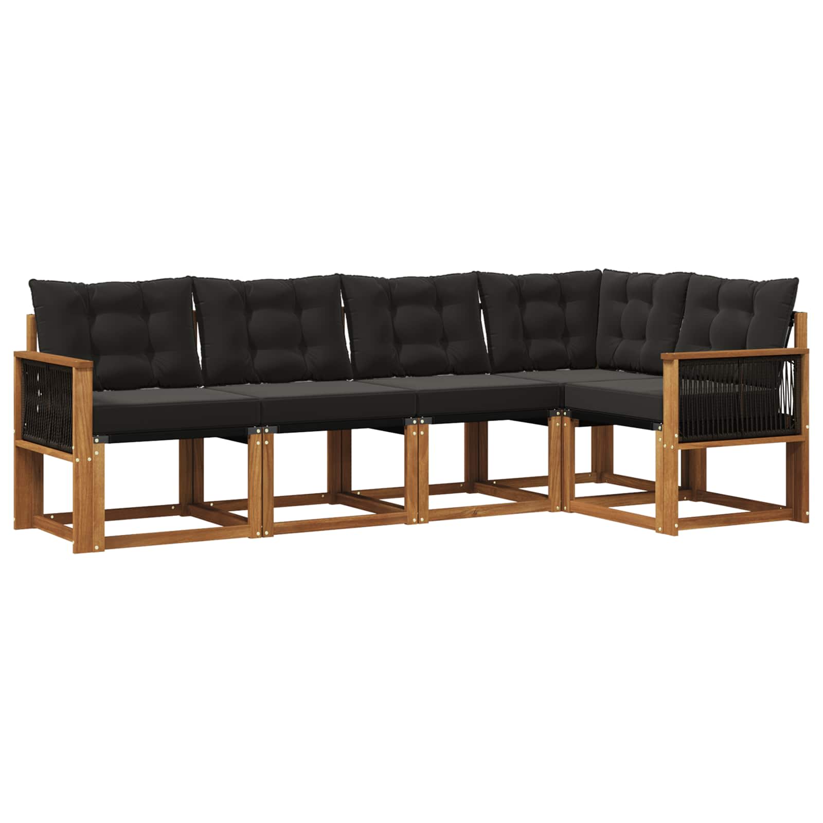 Ensemble de canapés d'extérieur 5 pc Naturel et noir