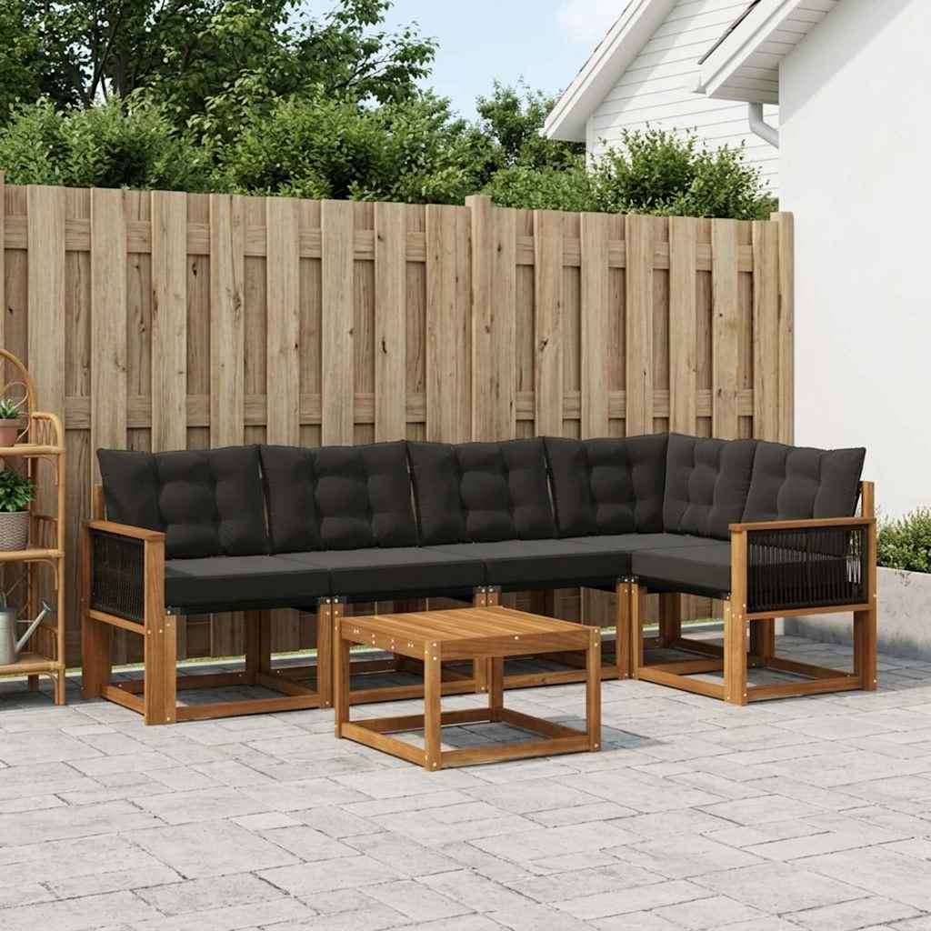 Ensemble de canapés d'extérieur 6 pcs Naturel et noir - XIOS