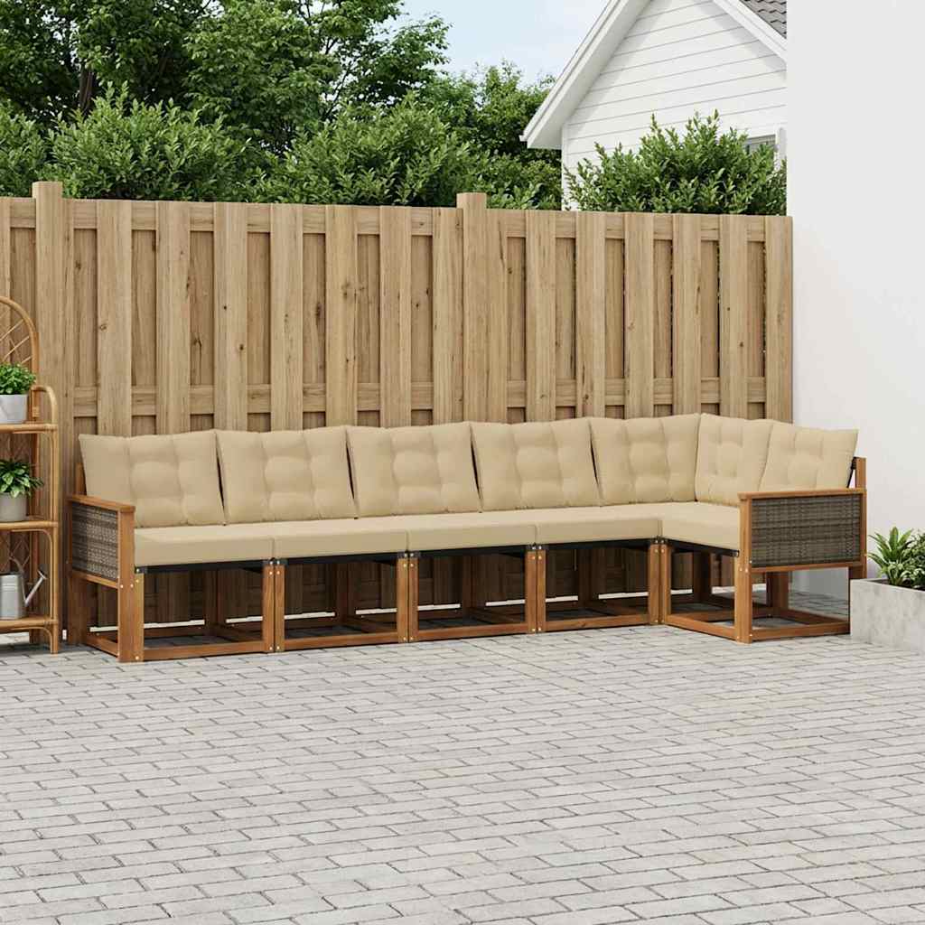 Ensemble de canapés d'extérieur 6 pcs Naturel et Beige - XIOS