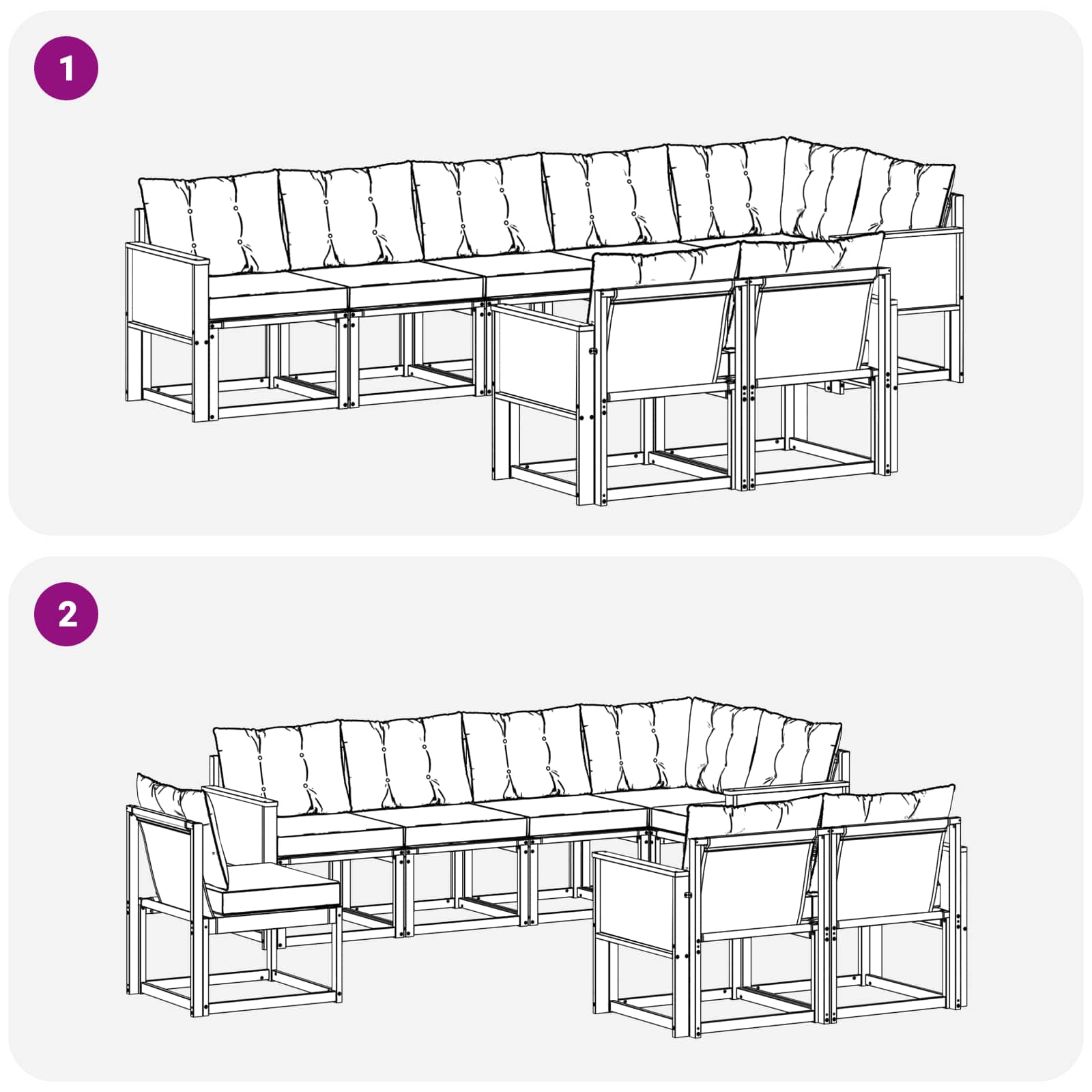 Ensemble de canapés d'extérieur 8 pcs Naturel et gris clair - XIOS