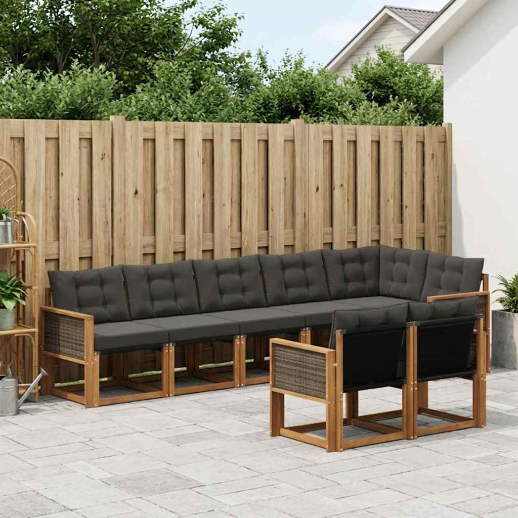 Ensemble de canapés d'extérieur 8 pcs Naturel et noir - XIOS