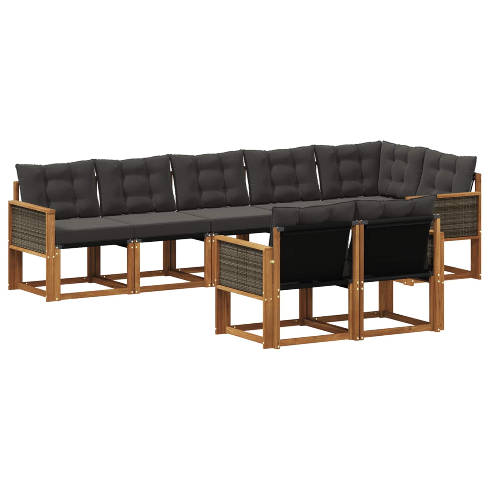 Ensemble de canapés d'extérieur 8 pcs Naturel et noir - XIOS