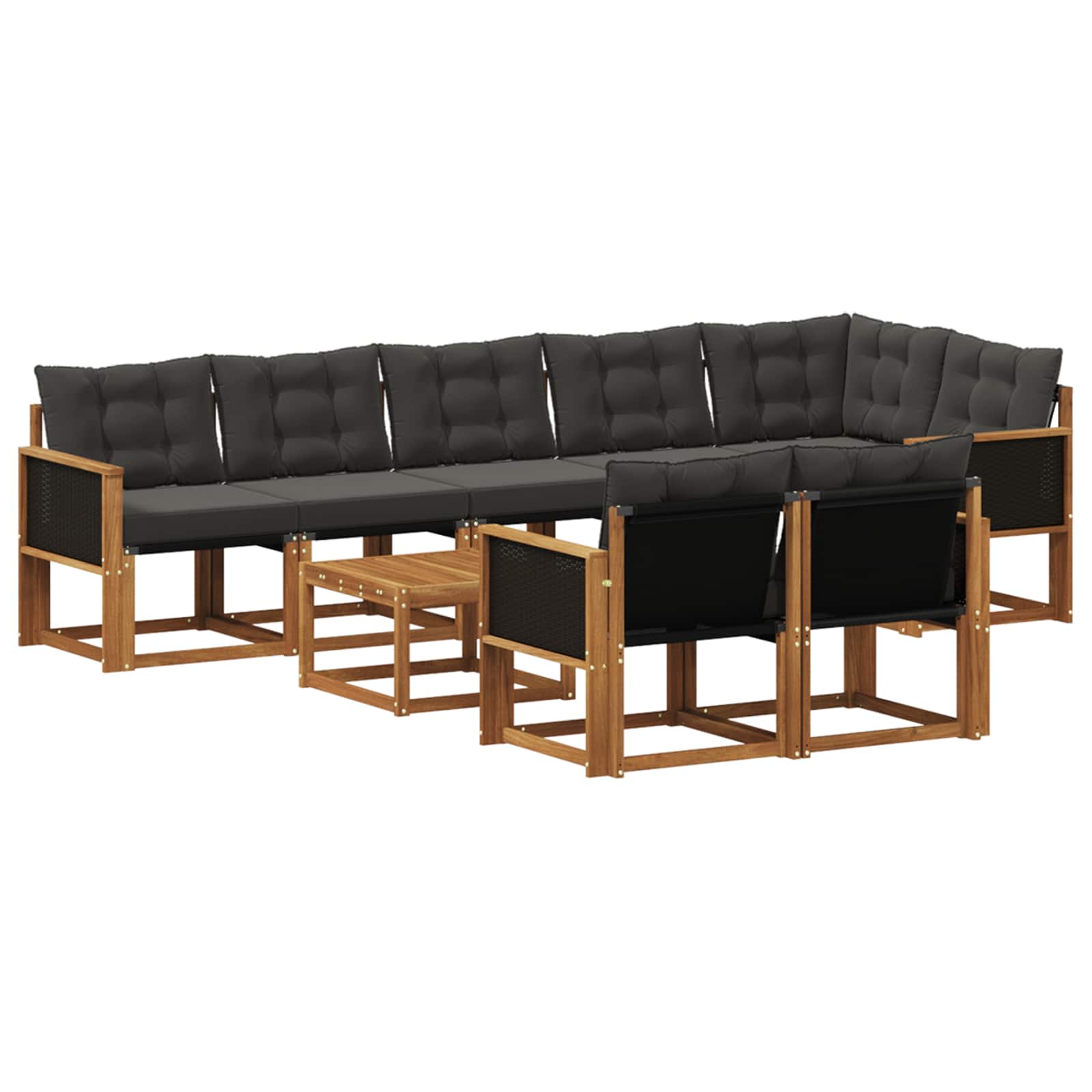 Ensemble de canapés d'extérieur 9 pcs Naturel et noir - XIOS
