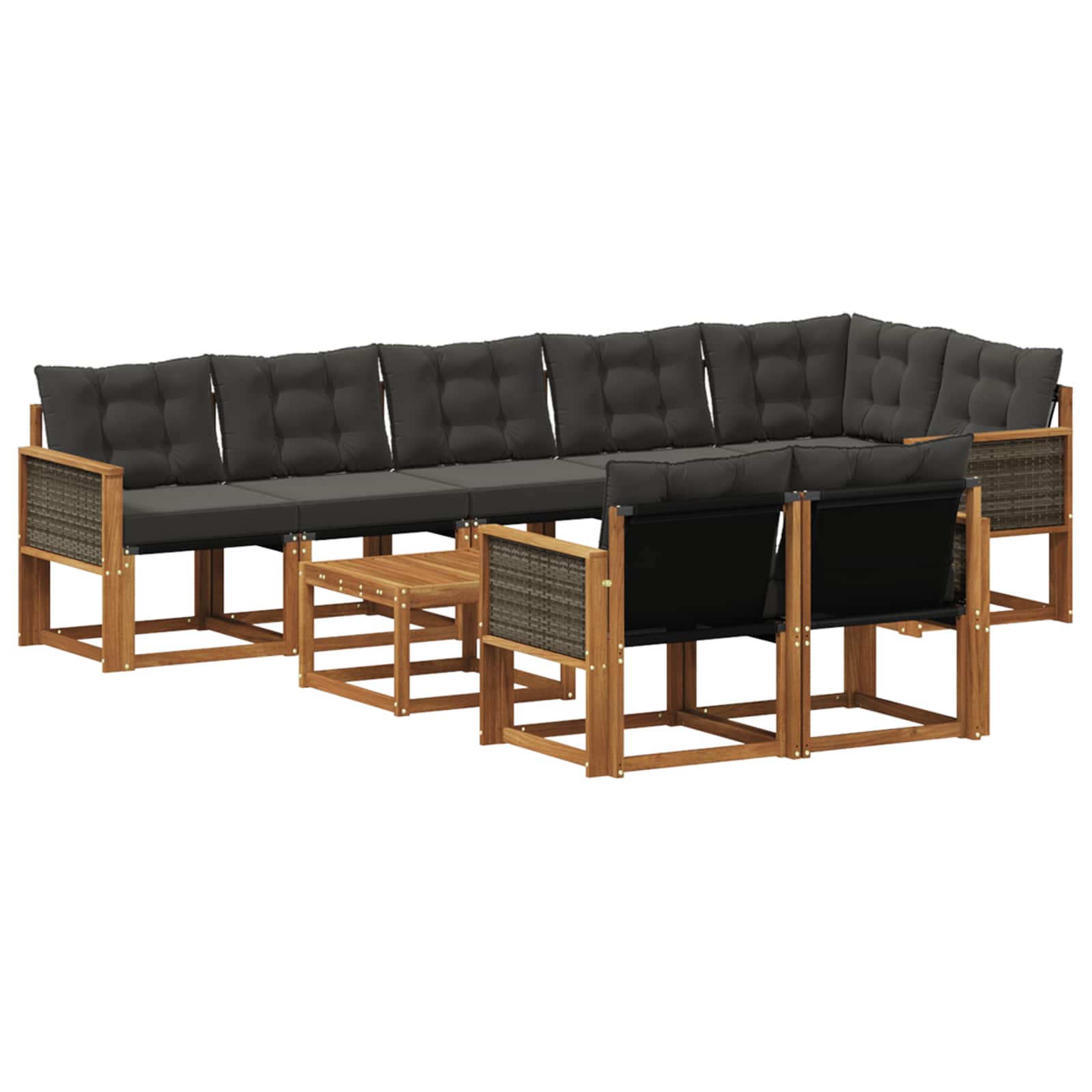Ensemble de canapés d'extérieur 9 pcs Naturel et noir - XIOS