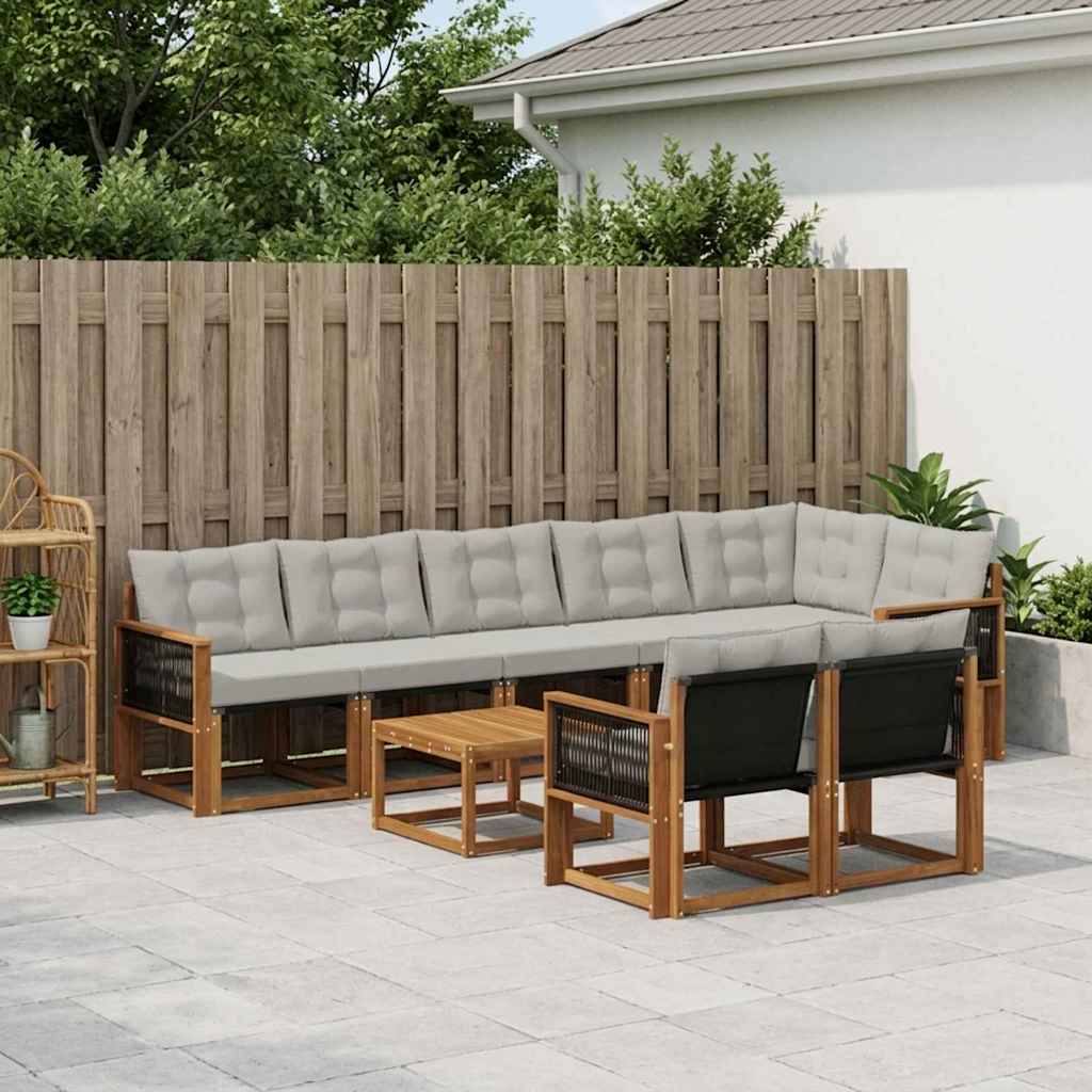 Ensemble de canapés d'extérieur 9 pcs Naturel et gris clair - XIOS