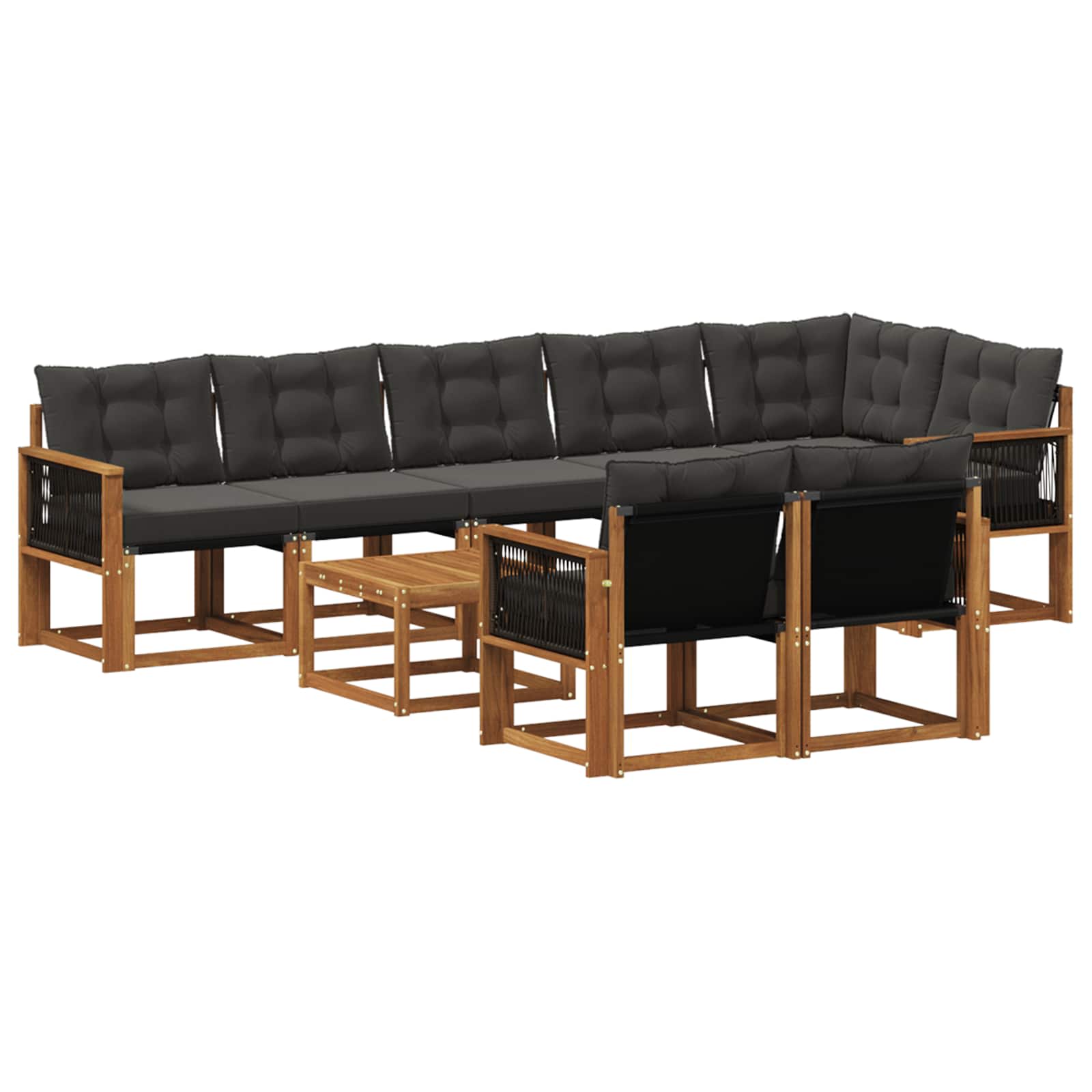 Ensemble de canapés d'extérieur 9 pcs Naturel et noir - XIOS