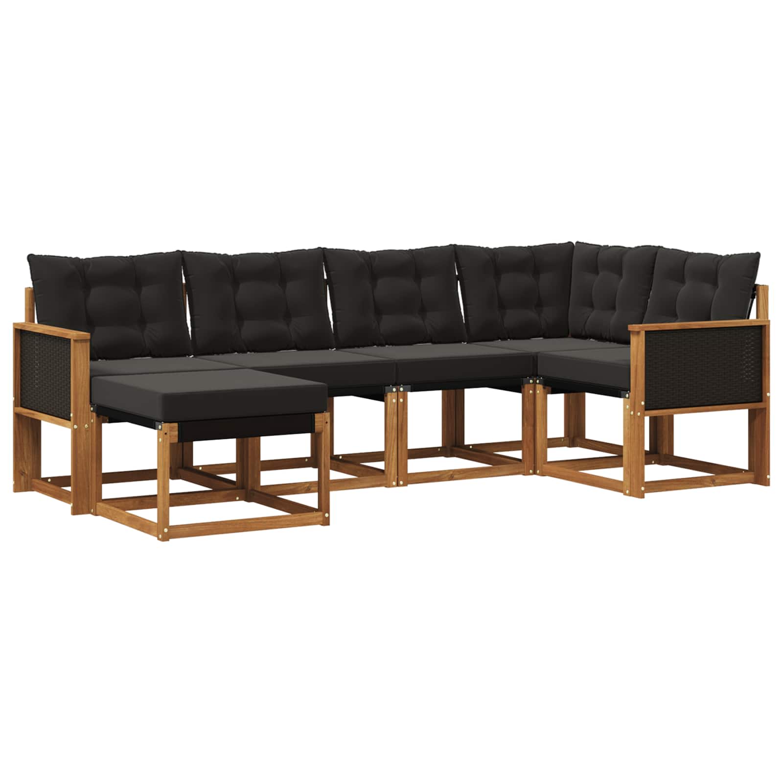 Ensemble de canapés d'extérieur 6 pcs Naturel et noir - XIOS
