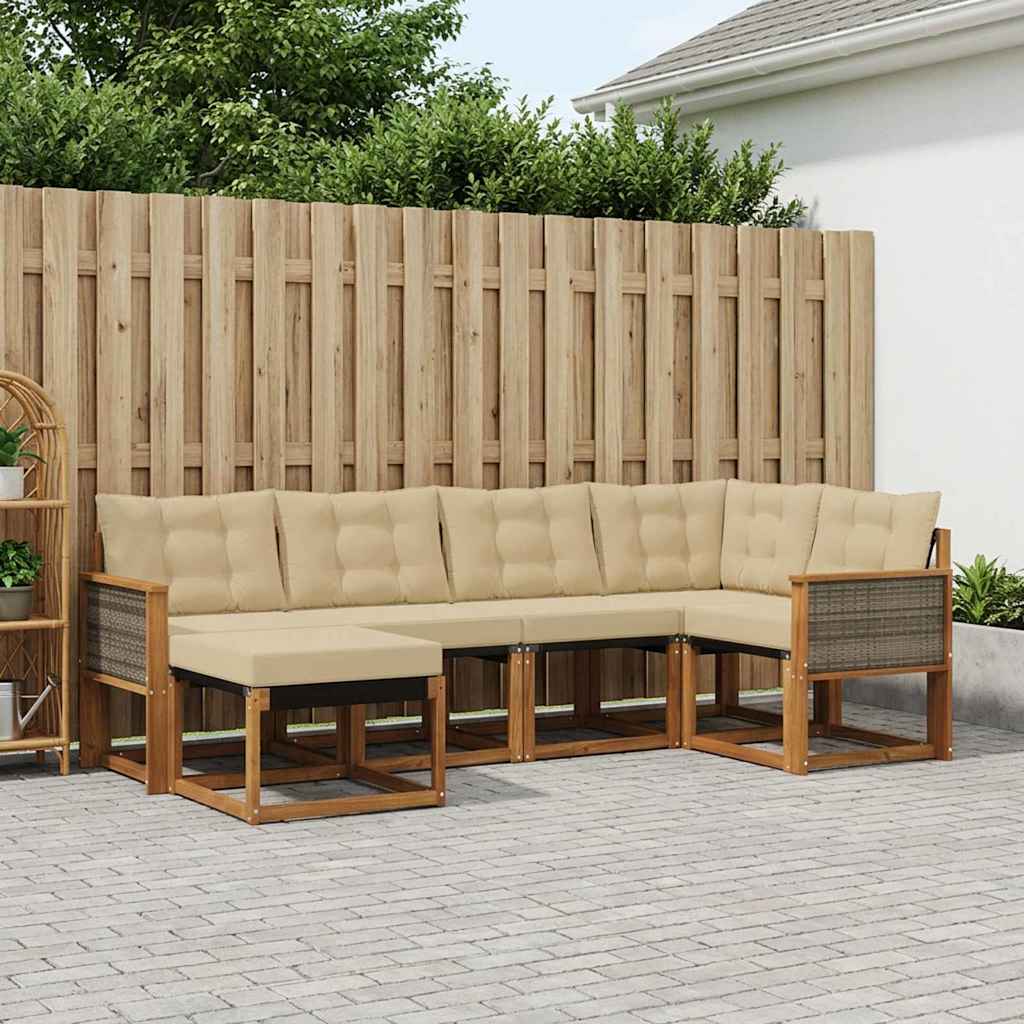 Ensemble de canapés d'extérieur 6 pcs Naturel et Beige - XIOS