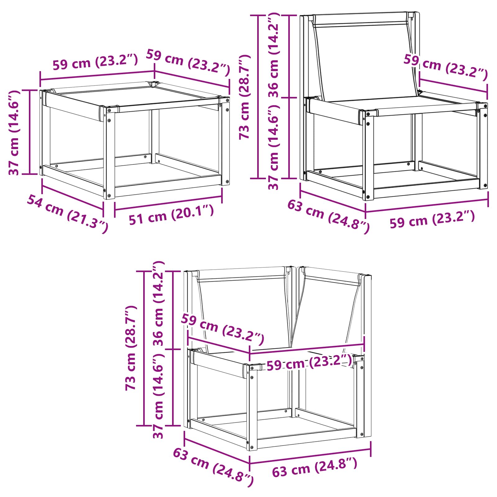 Ensemble de canapés d'extérieur 6 pcs Naturel et noir - XIOS