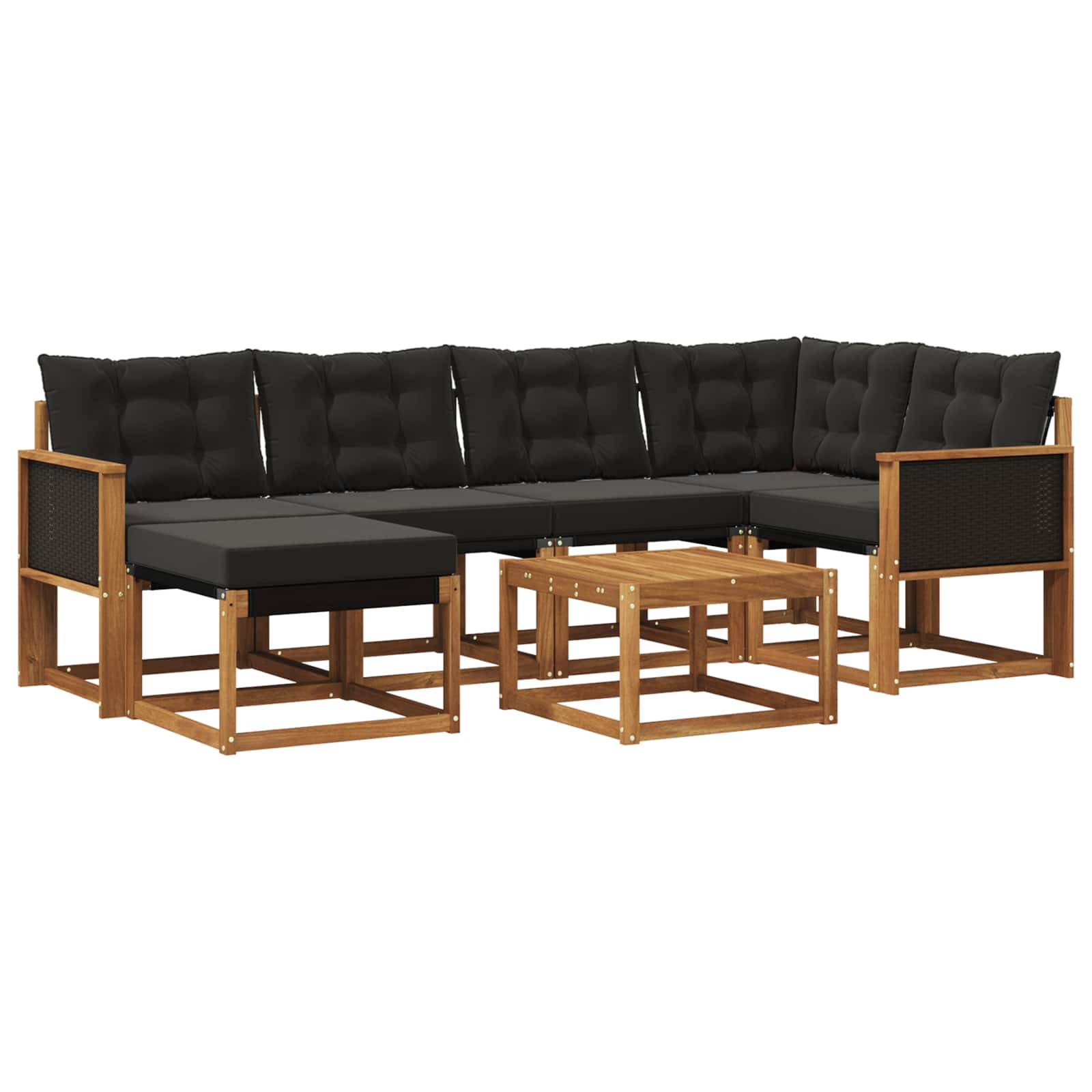 Ensemble de canapés d'extérieur 7 pcs Naturel et noir - XIOS
