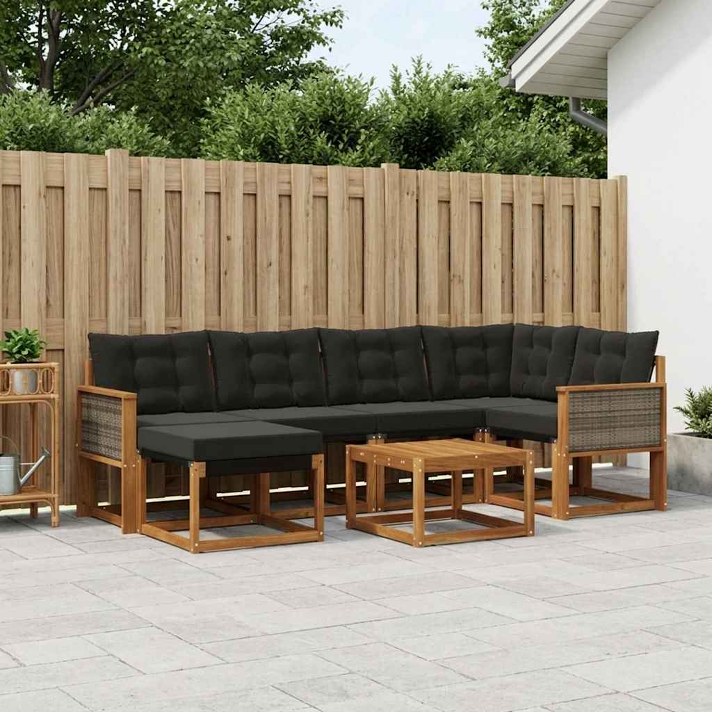 Ensemble de canapés d'extérieur 7 pcs Naturel et noir - XIOS