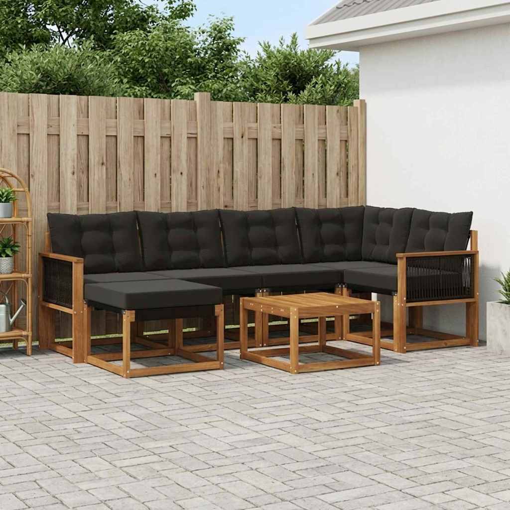 Ensemble de canapés d'extérieur 7 pcs Naturel et noir - XIOS