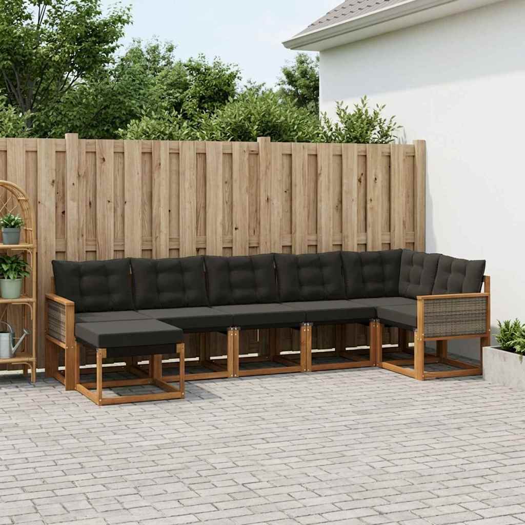 Ensemble de canapés d'extérieur 7 pcs Naturel et noir - XIOS