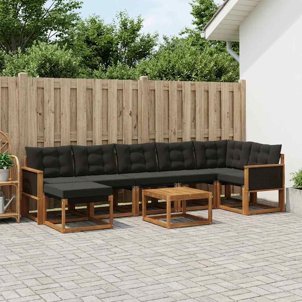 Ensemble de canapés d'extérieur 8 pcs Naturel et noir - XIOS