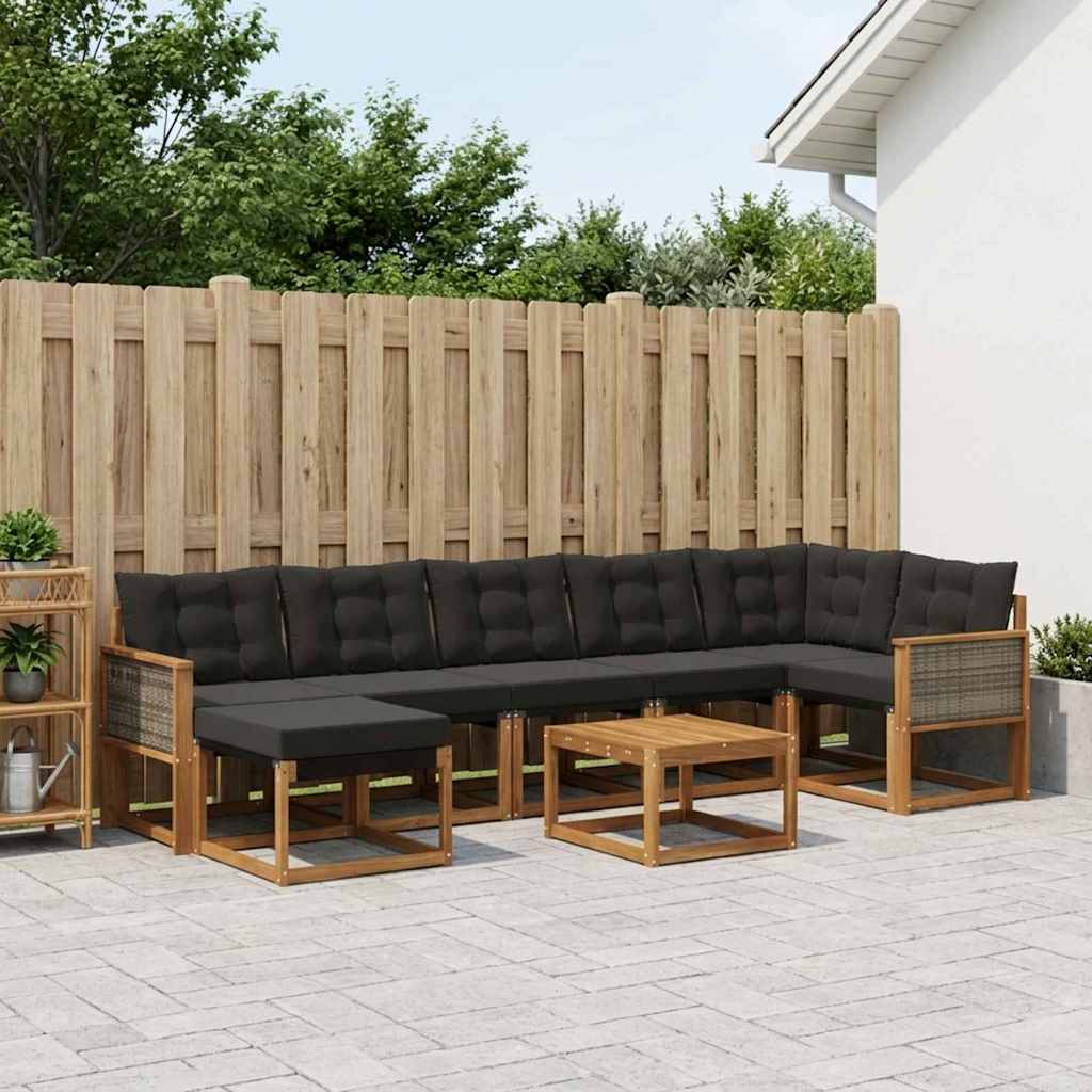 Ensemble de canapés d'extérieur 8 pcs Naturel et noir - XIOS