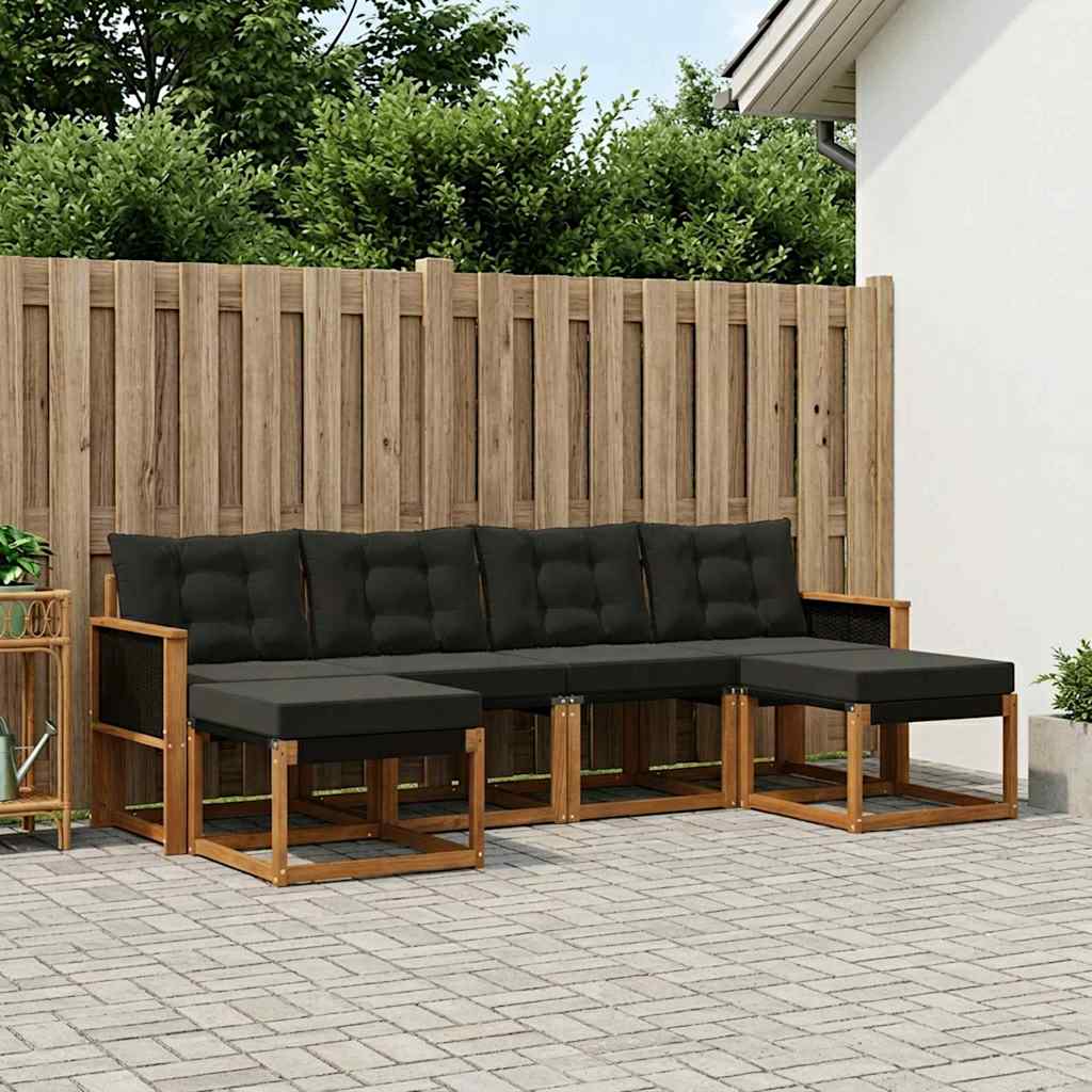 Ensemble de canapés d'extérieur 6 pcs Naturel et noir - XIOS