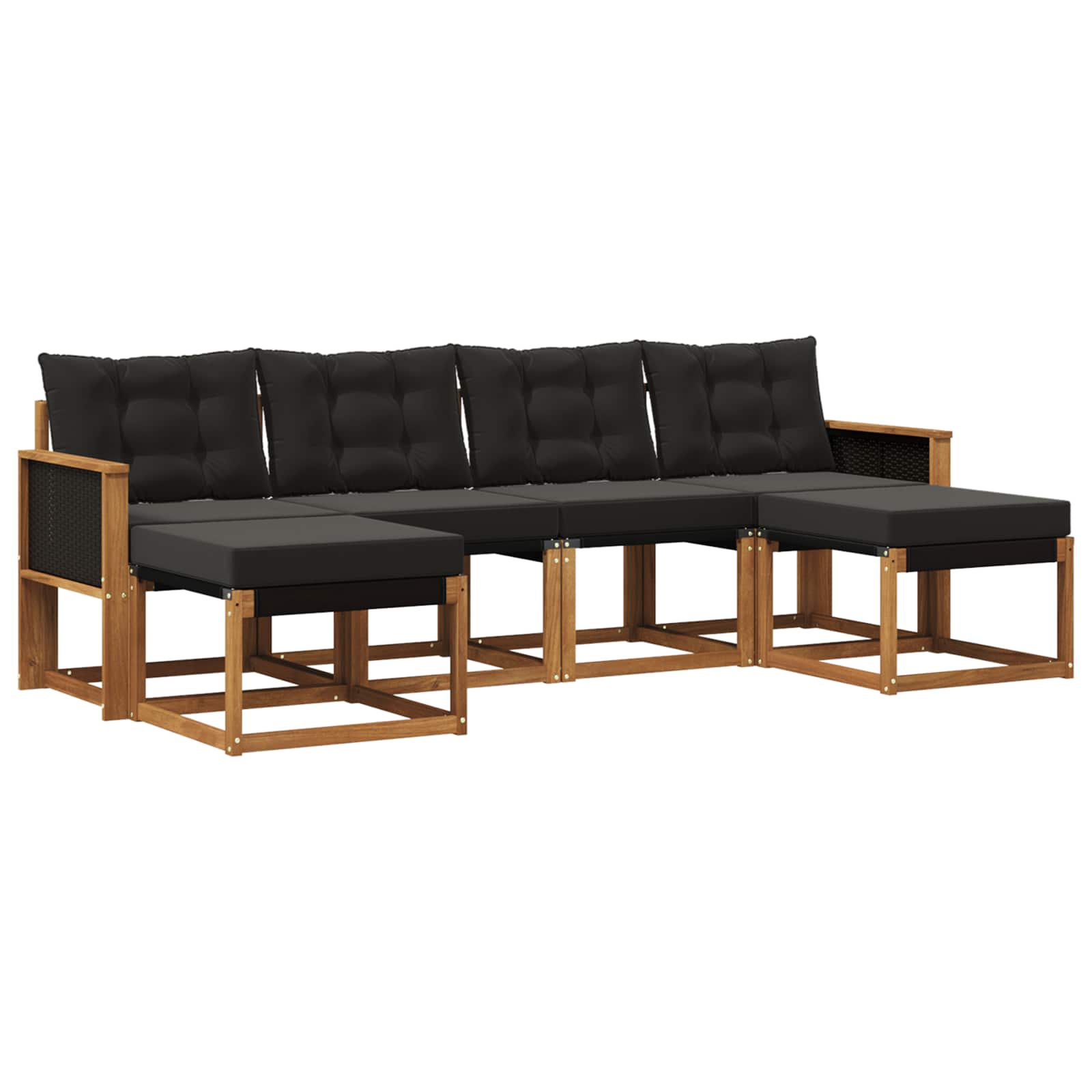 Ensemble de canapés d'extérieur 6 pcs Naturel et noir - XIOS