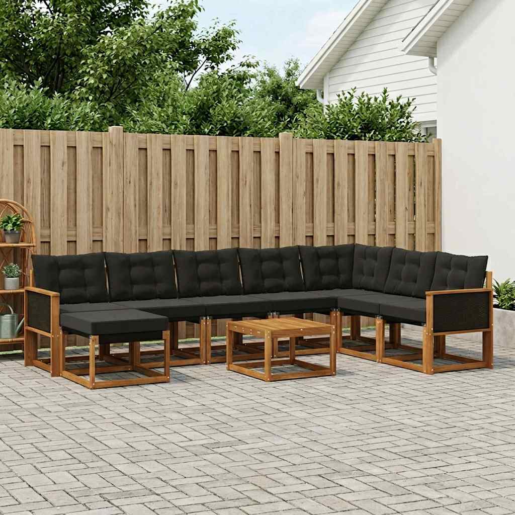 Ensemble de canapés d'extérieur 9 pcs Naturel et noir - XIOS