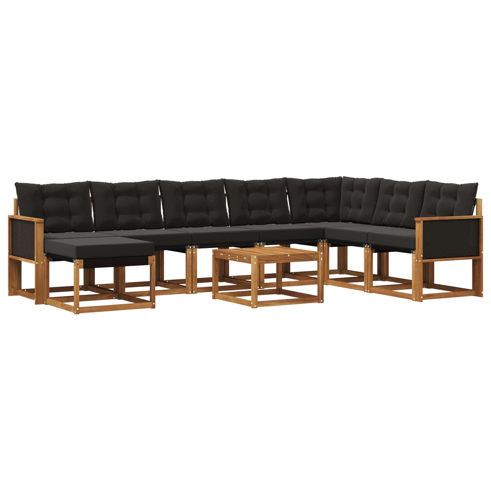 Ensemble de canapés d'extérieur 9 pcs Naturel et noir - XIOS