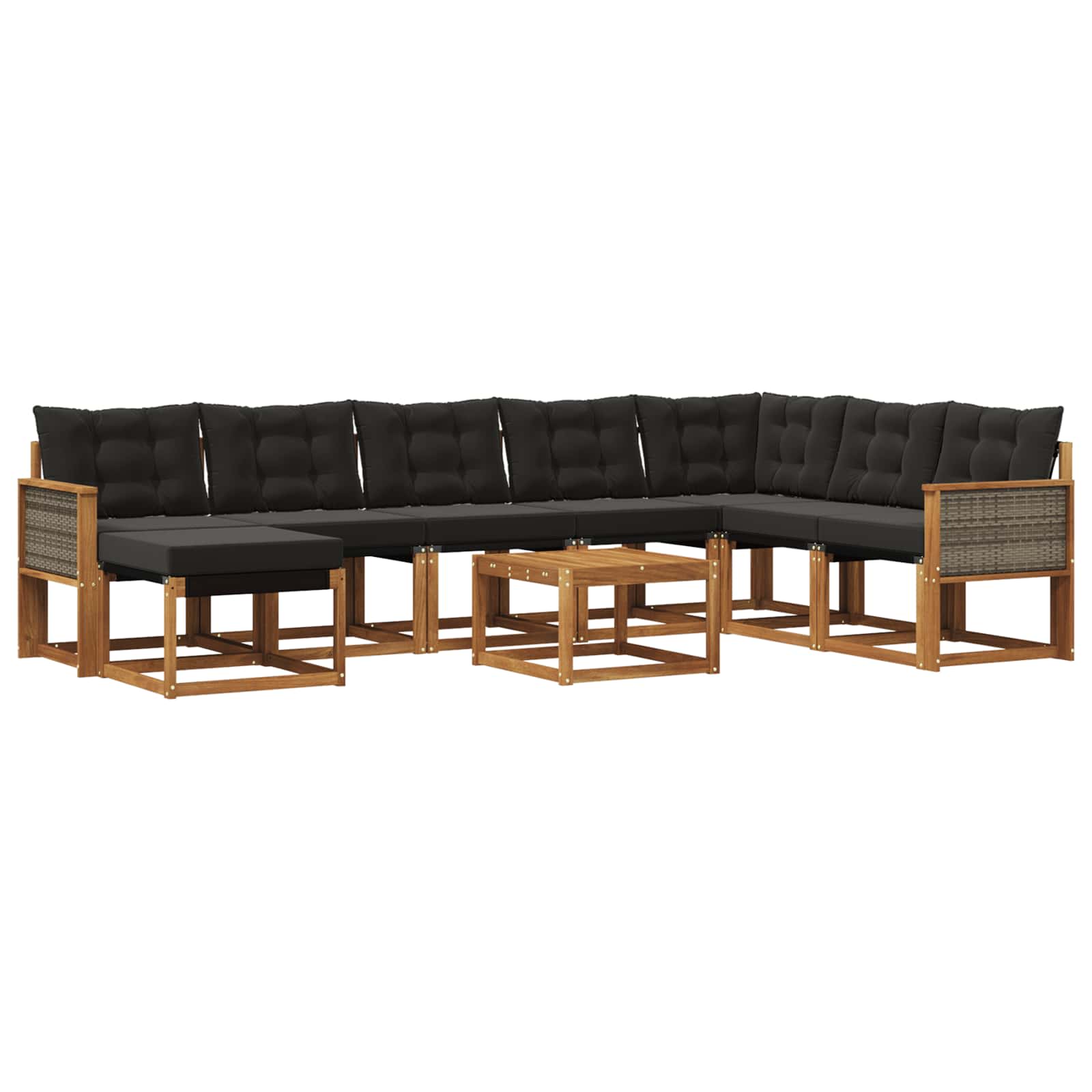 Ensemble de canapés d'extérieur 9 pcs Naturel et noir - XIOS