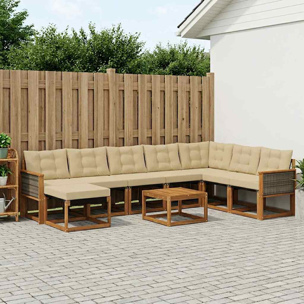 Ensemble de canapés d'extérieur 9 pcs Naturel et Beige - XIOS