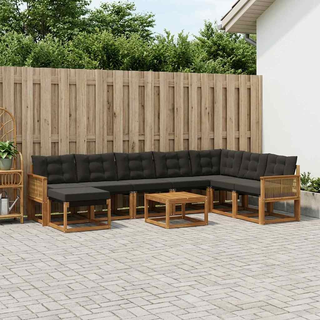 Ensemble de canapés d'extérieur 9 pcs Naturel et noir - XIOS