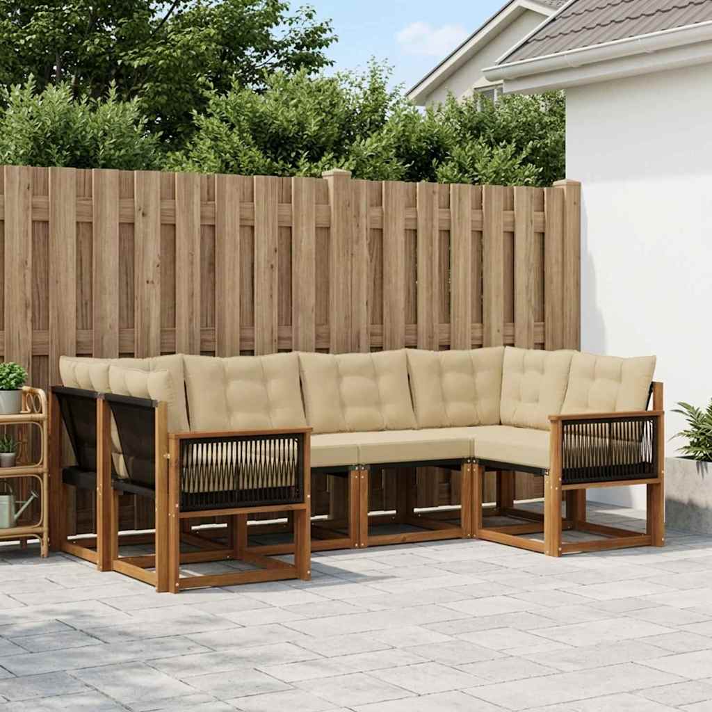 Ensemble de canapés d'extérieur 6 pc Naturel et Beige