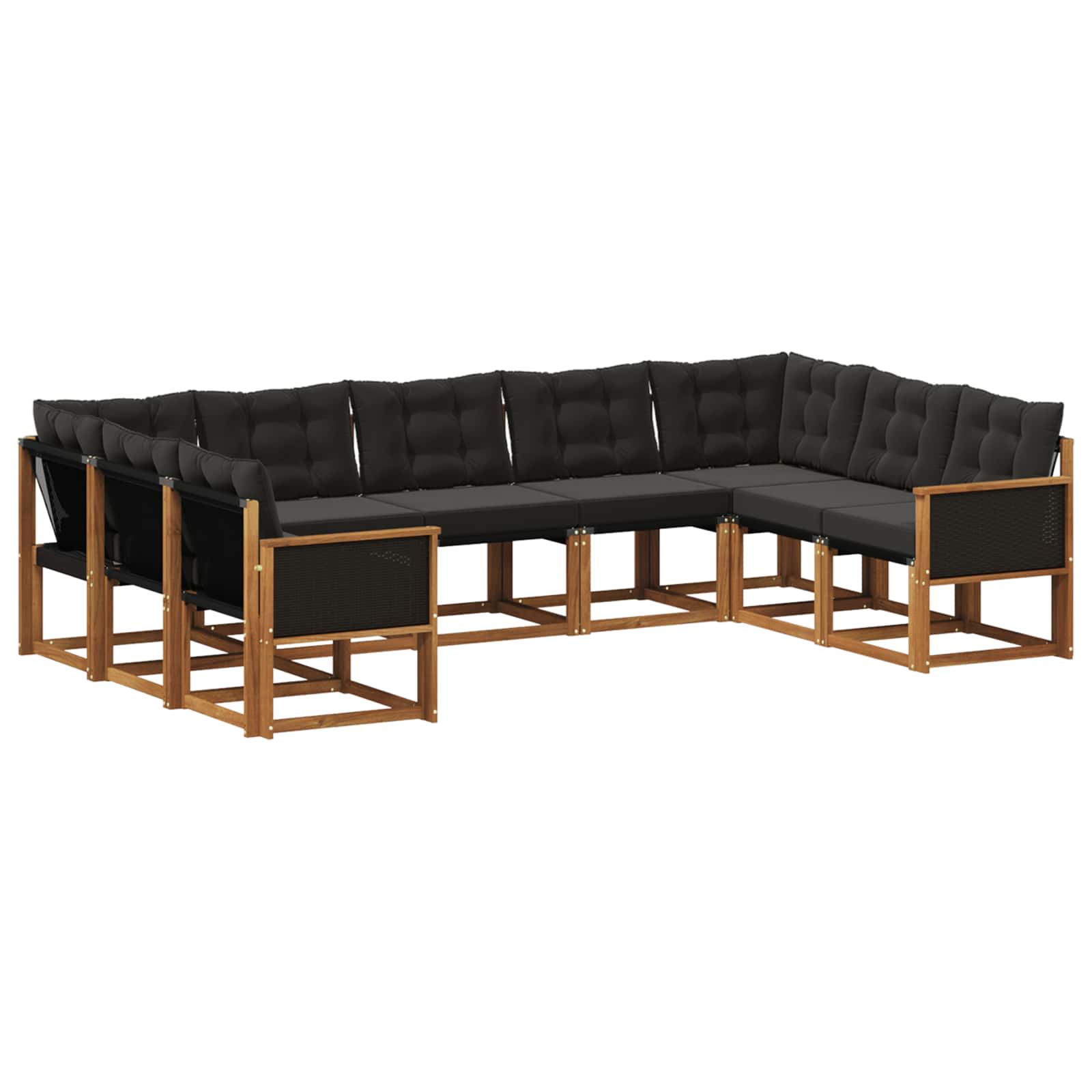 Ensemble de canapés d'extérieur 9 pcs Naturel et noir - XIOS