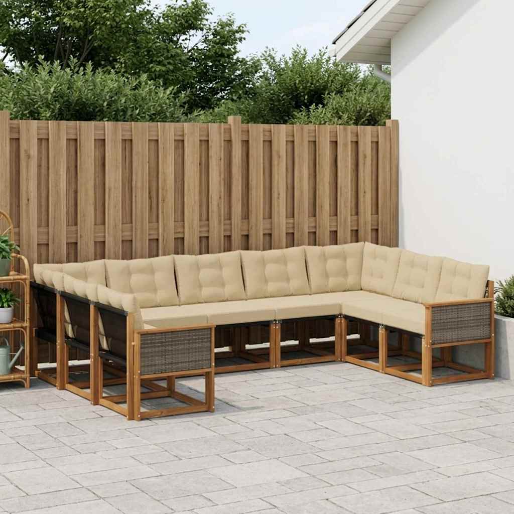 Ensemble de canapés d'extérieur 9 pcs Naturel et Beige - XIOS