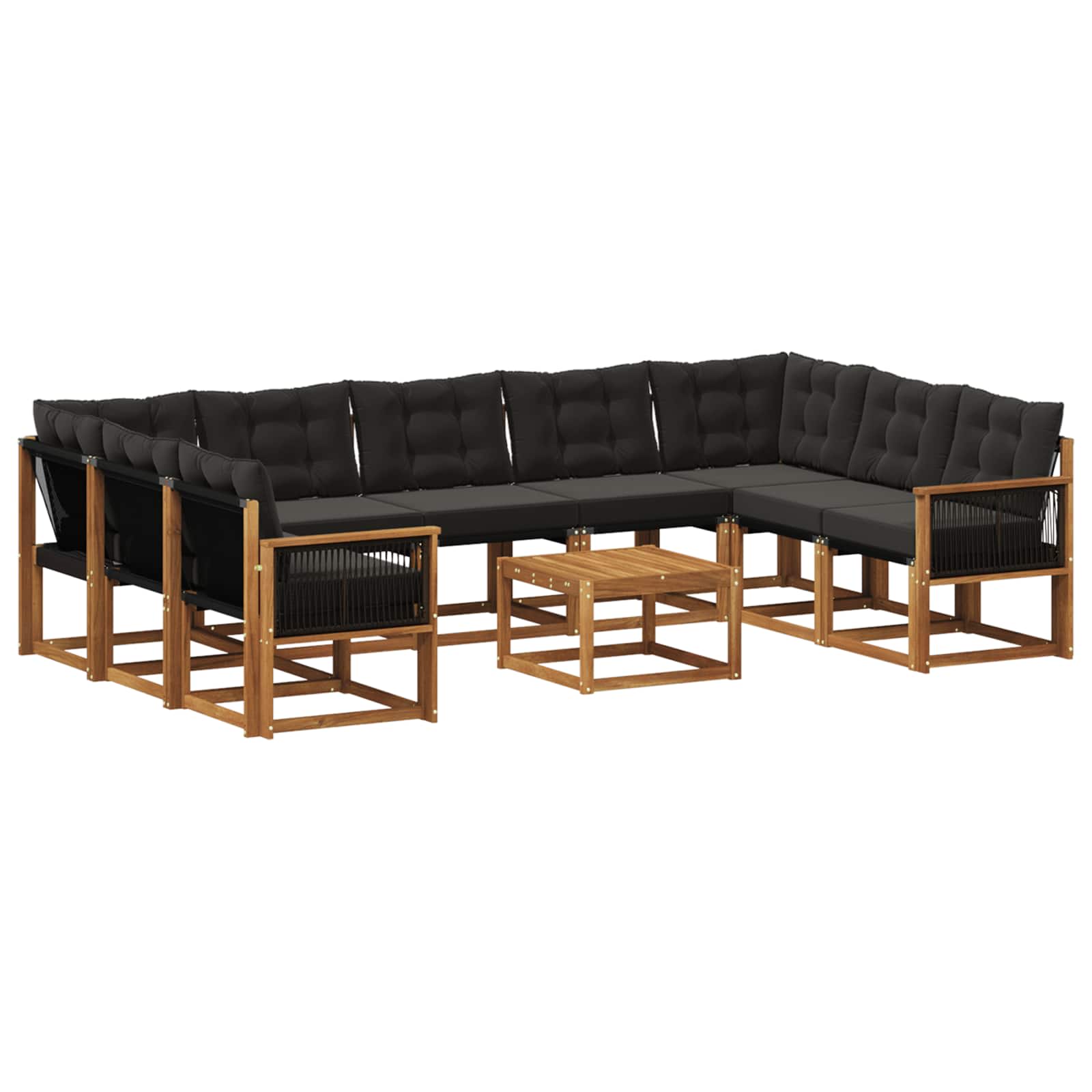 Ensemble de canapés d'extérieur 10 pcs Naturel et noir - XIOS