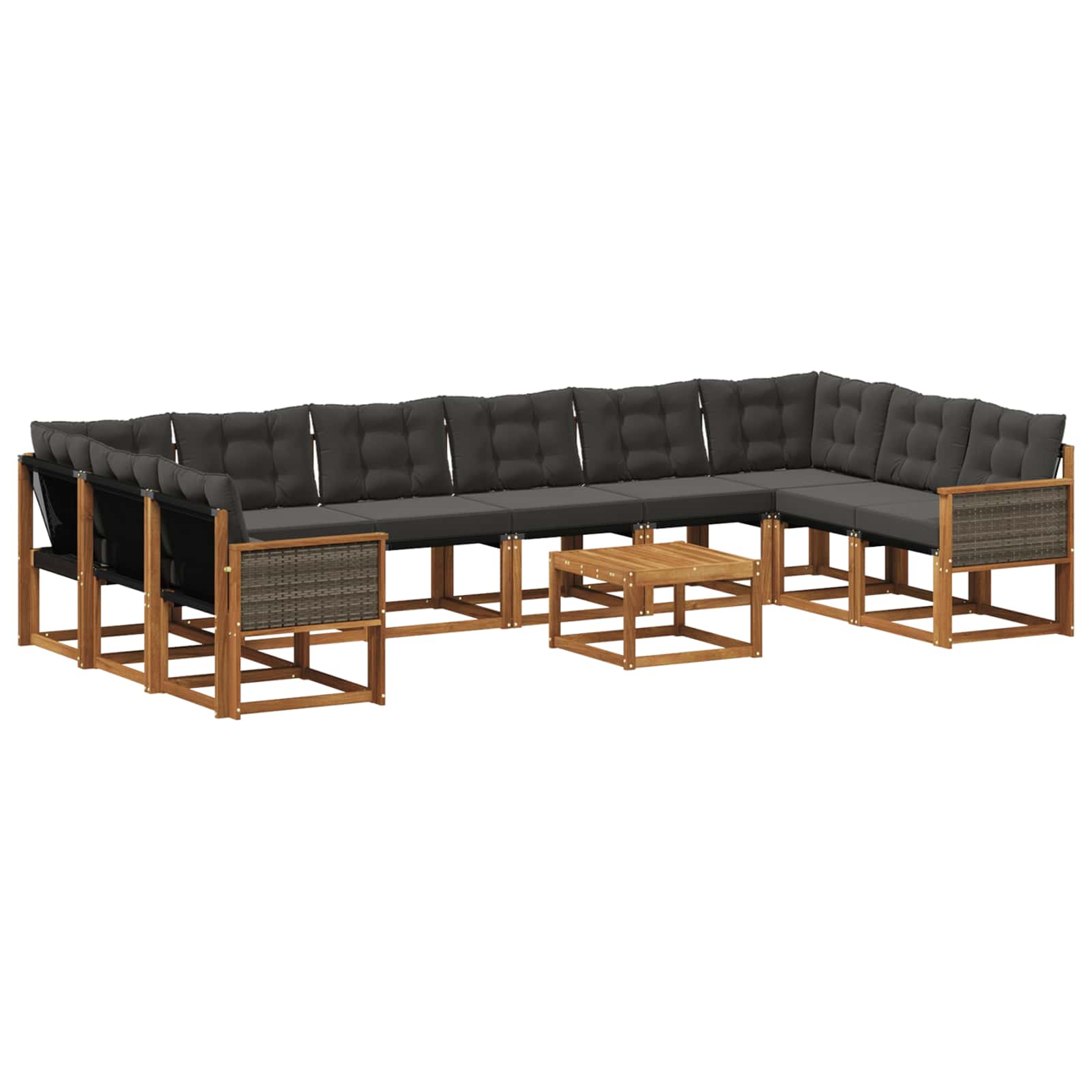 Ensemble de canapés d'extérieur 11 pcs Naturel et noir - XIOS