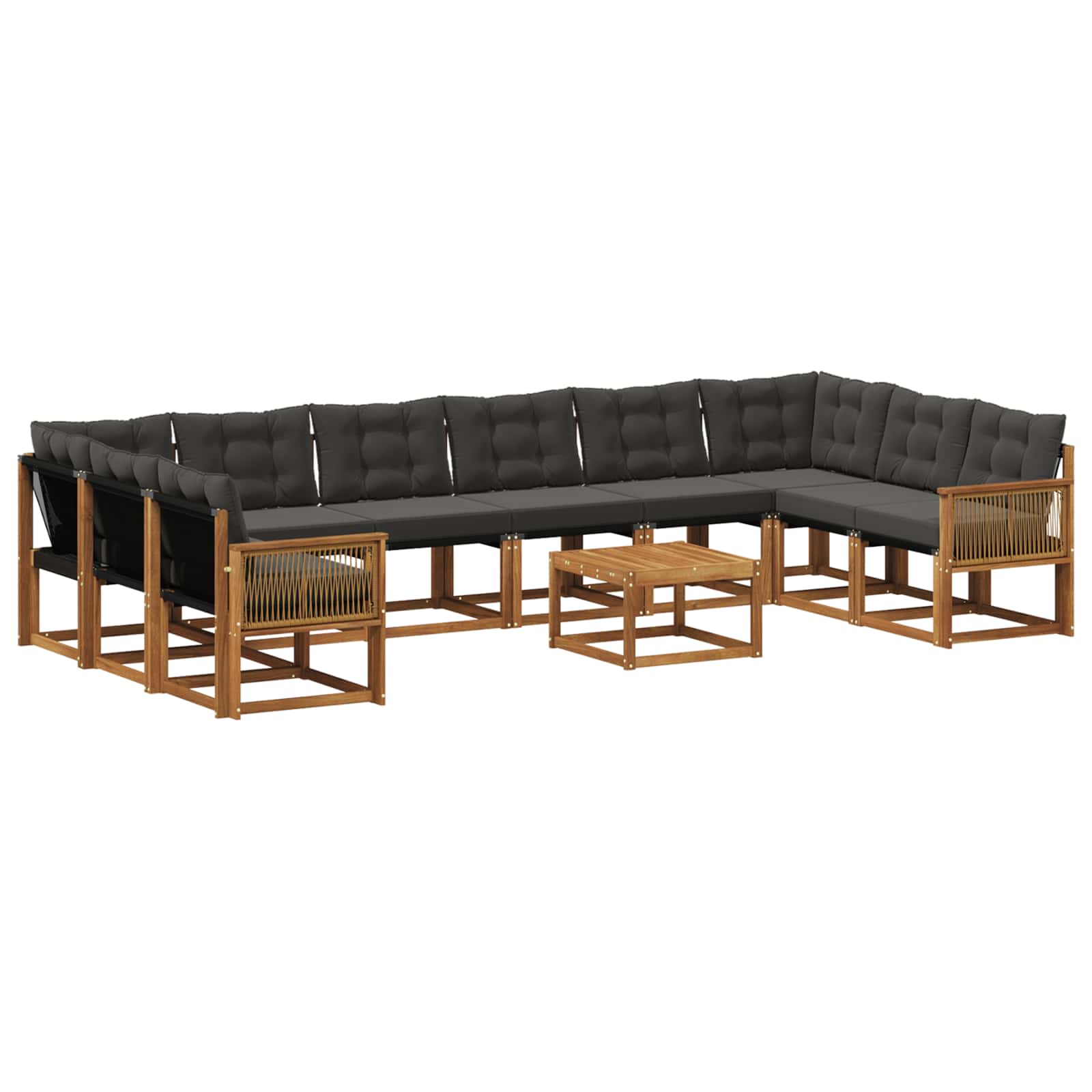 Ensemble de canapés d'extérieur 11 pcs Naturel et noir - XIOS