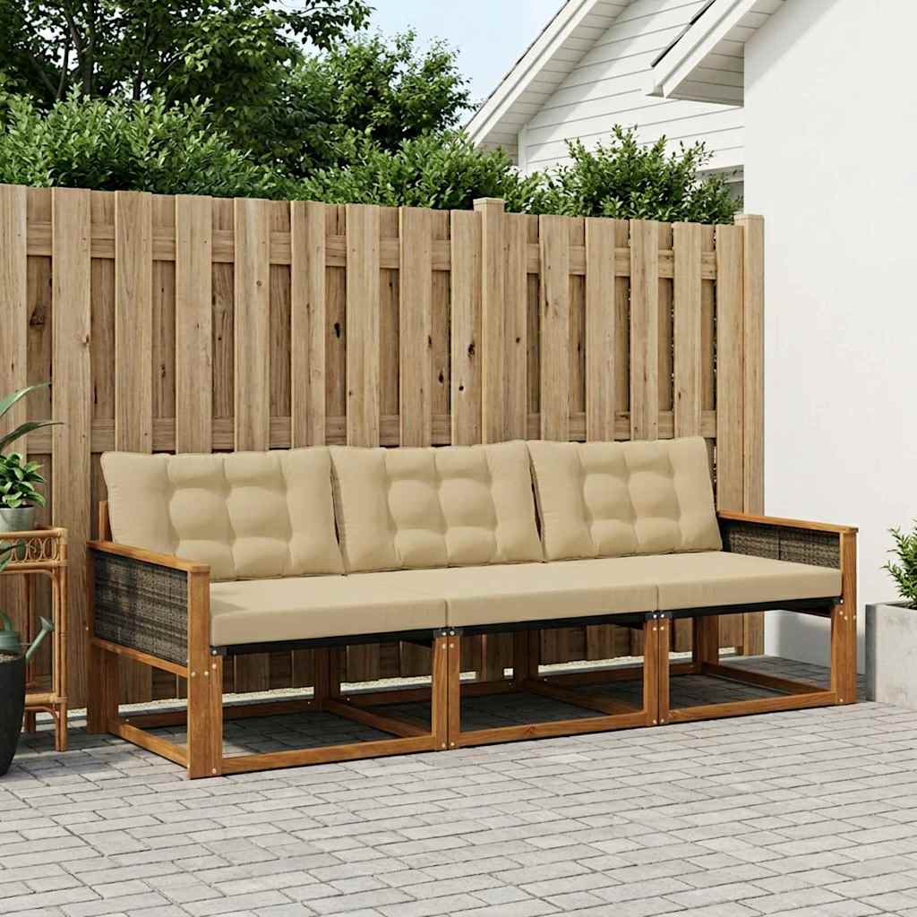 Ensemble de canapés d'extérieur 3 pcs Naturel et Beige - XIOS