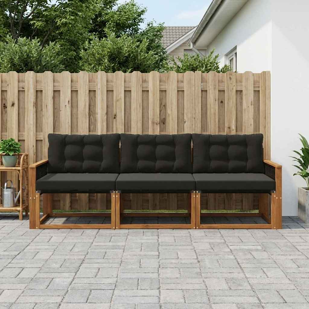 Ensemble de canapés d'extérieur 3 pcs Naturel et noir - XIOS