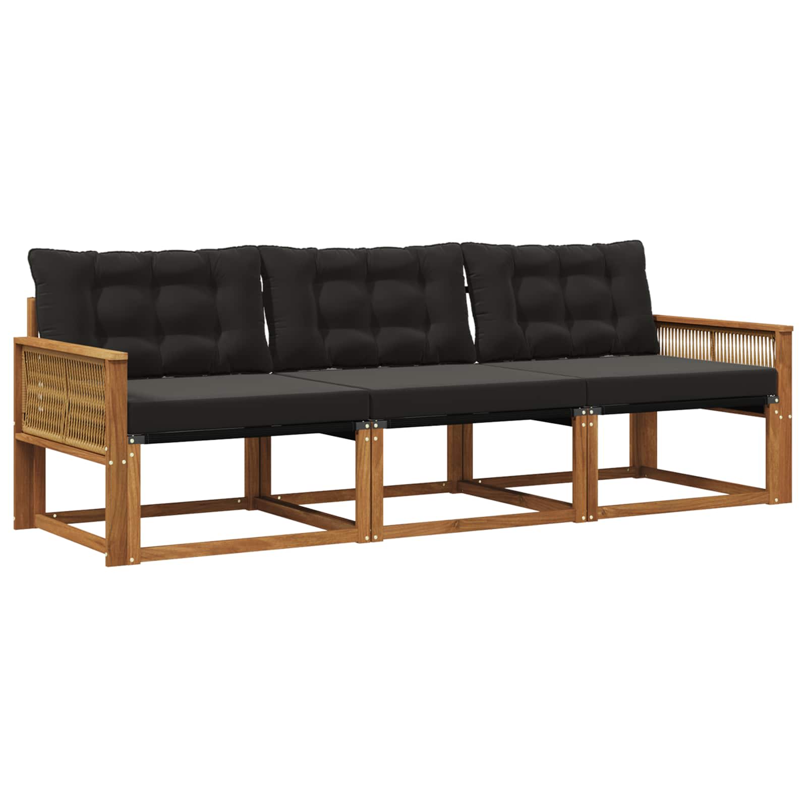 Ensemble de canapés d'extérieur 3 pcs Naturel et noir - XIOS